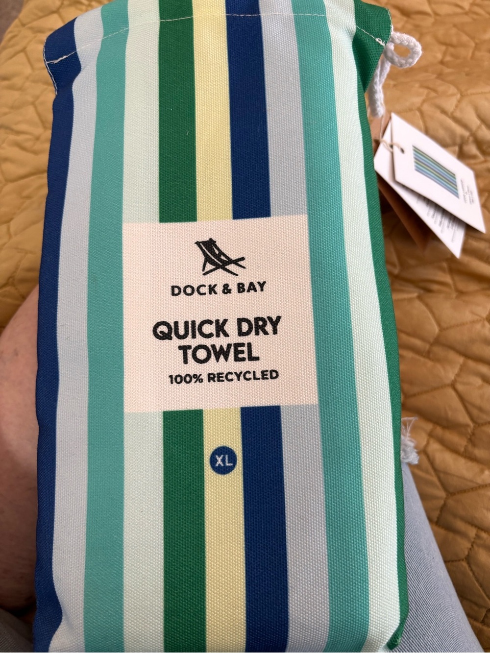 Dock & Bay Quick Dry Towel - Striped Teal, Green & Navy. NEW WITH TAG